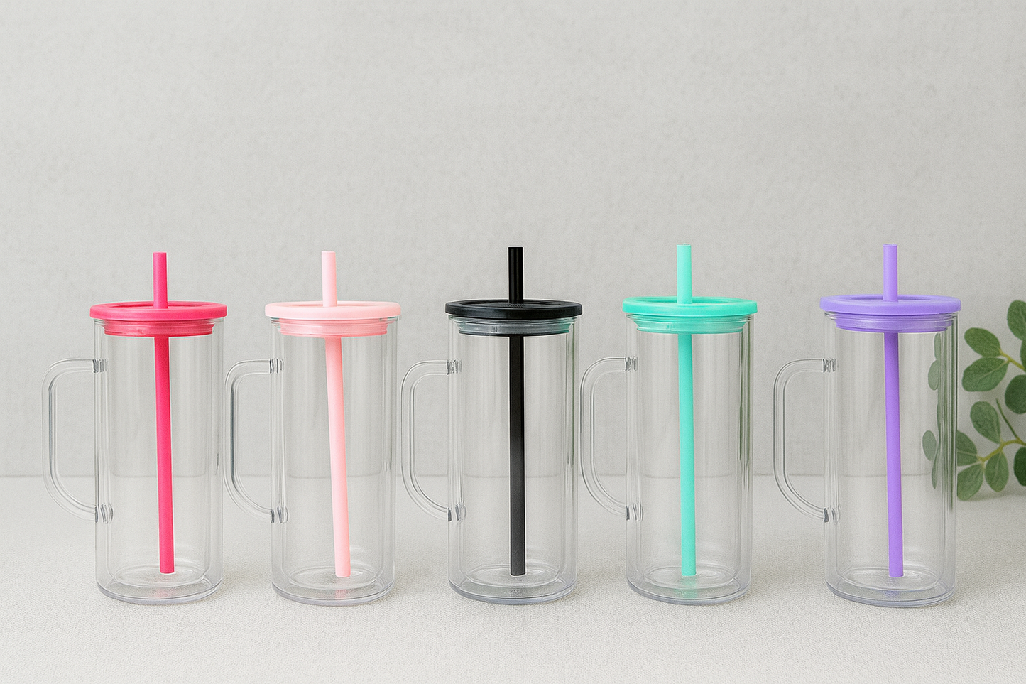 20oz Glass Coloured Snowglobe Tumbler with Handle