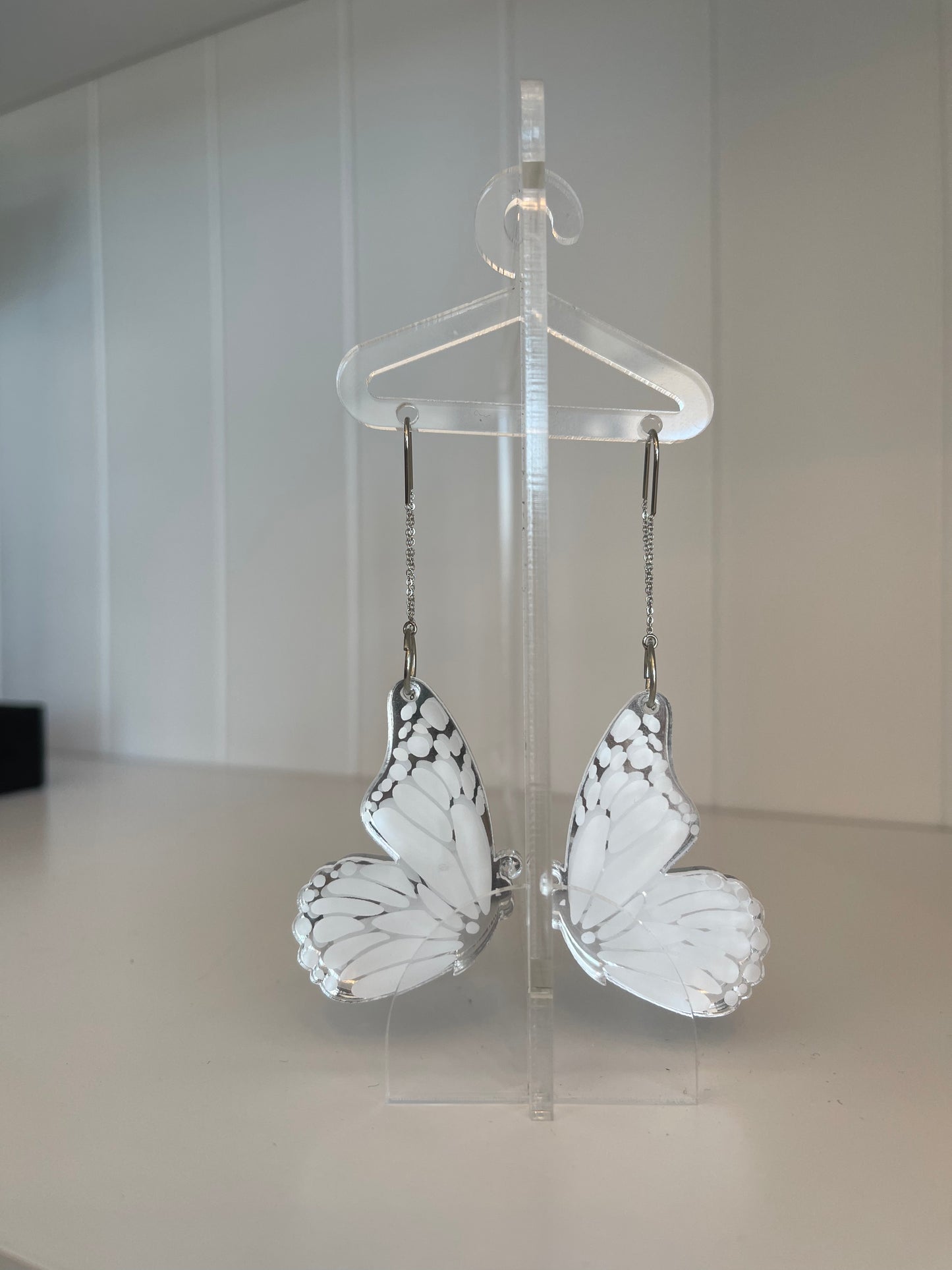 Butterfly Drop Earrings- Silver