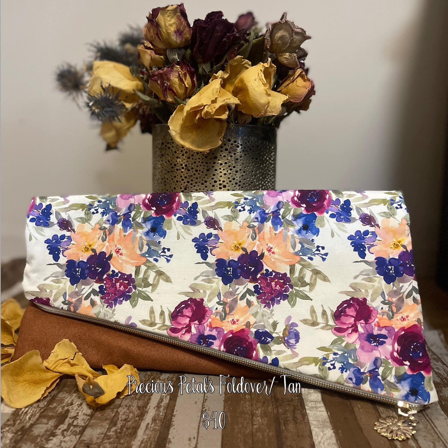 Precious Petals Fold Over - Tan