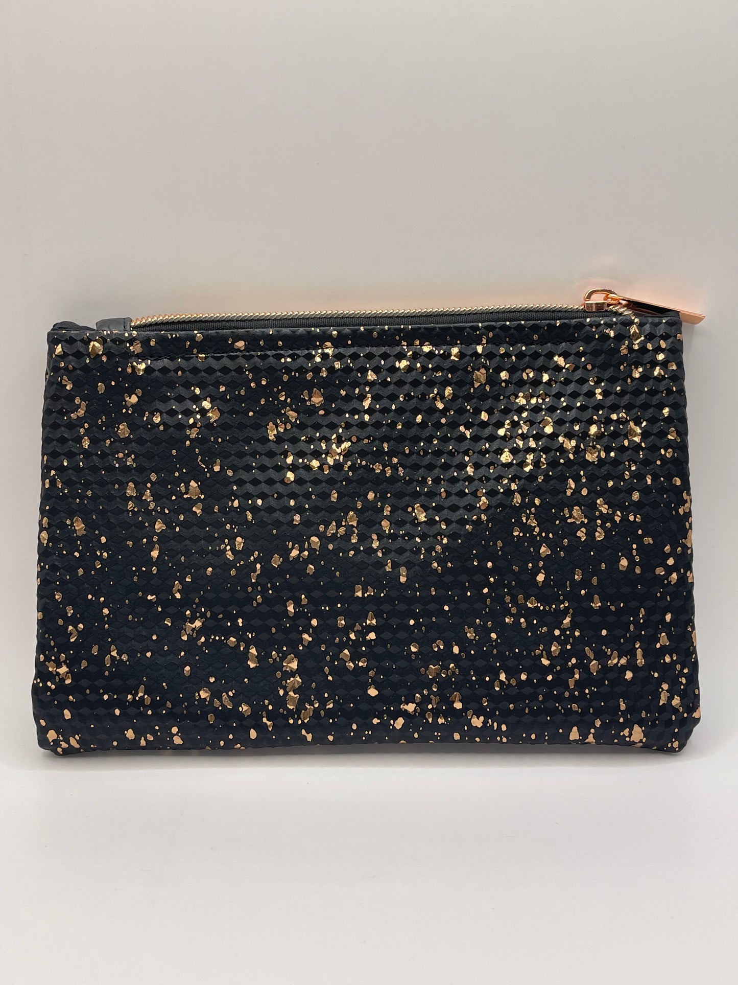 Black/Rose Gold Faux Leather Pouch