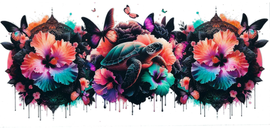 OCEANIC ANIMALS - #020 - Turtle Floral