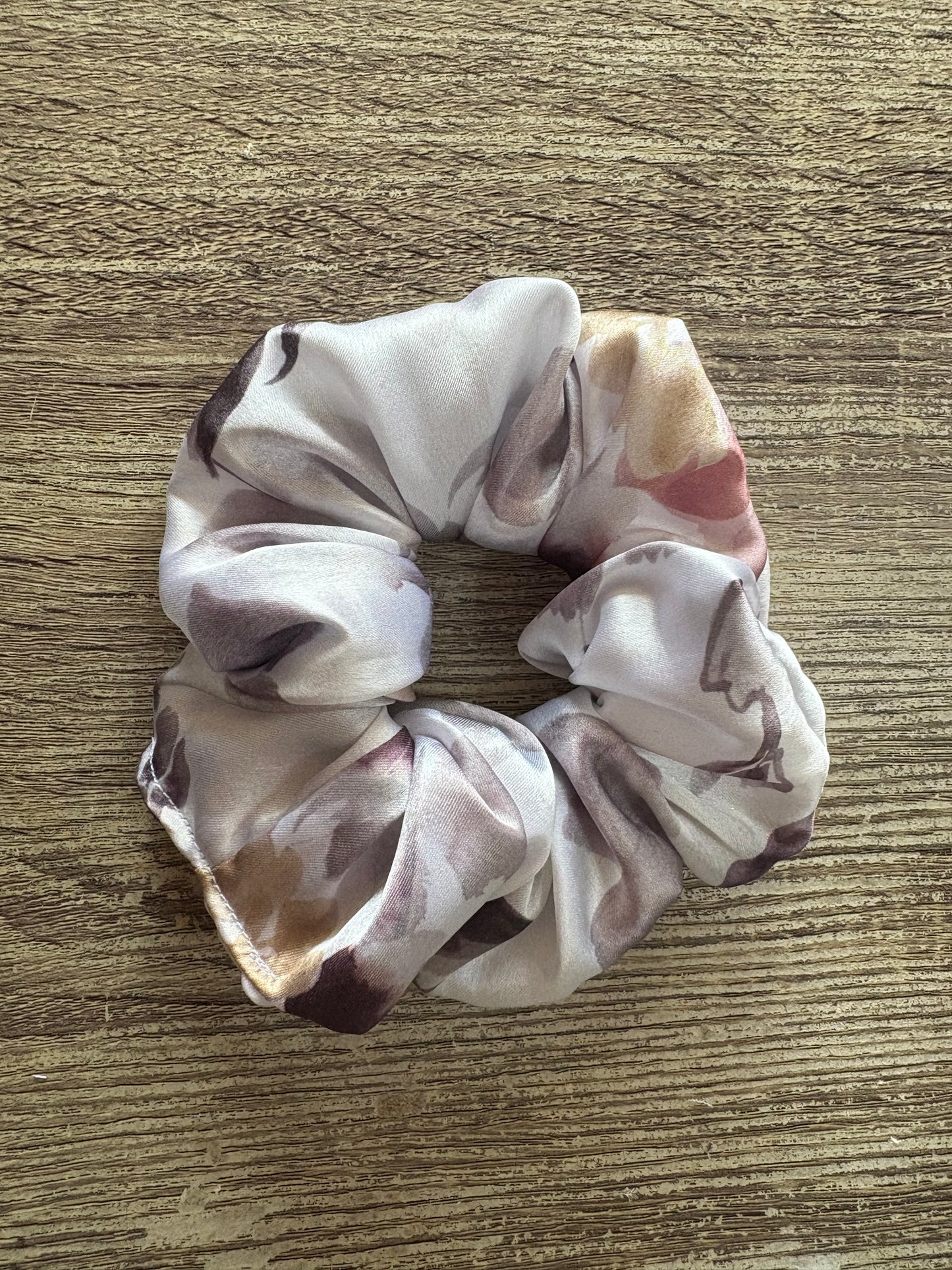 Design 67 - Ivory Floral Satin Scrunchie
