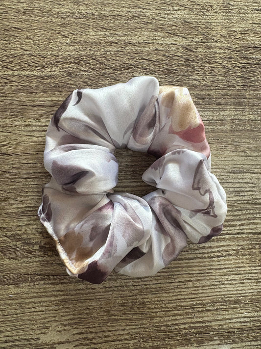 Design 67 - Ivory Floral Satin Scrunchie