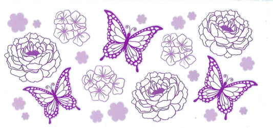 #003 - Purple Fine Line Butterflies