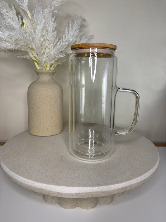 20oz Glass Snowglobe Tumbler with Handle