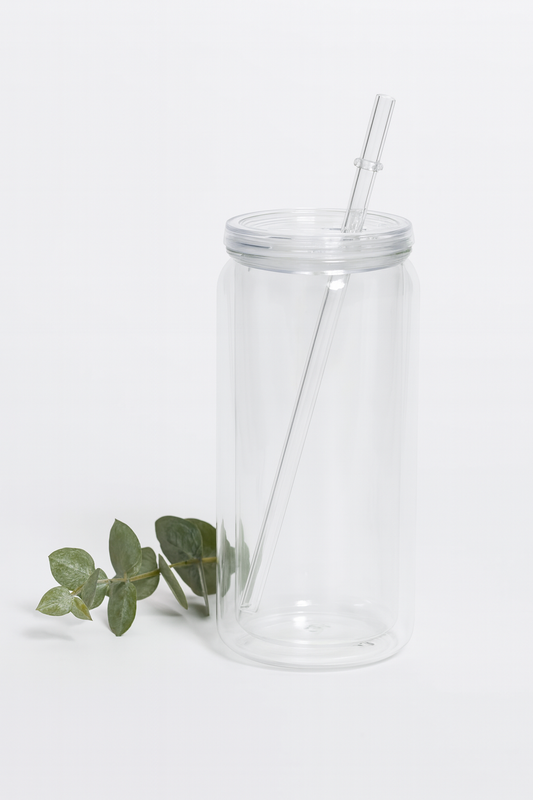 20oz Clear Glass Snowglobe Tumber