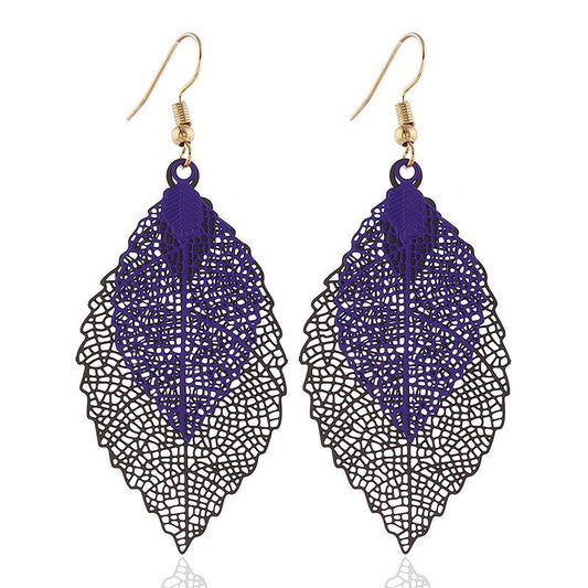 Purple & Brown Leaf Earrings