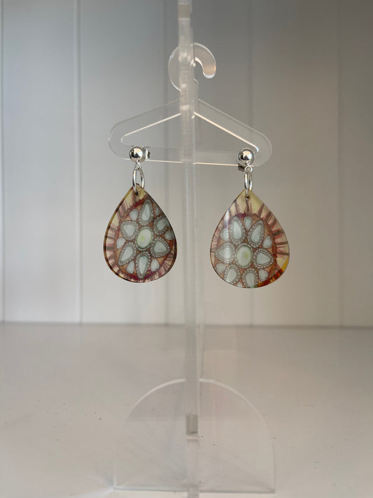 Distressed Teal Jewel Sunflower Earrings