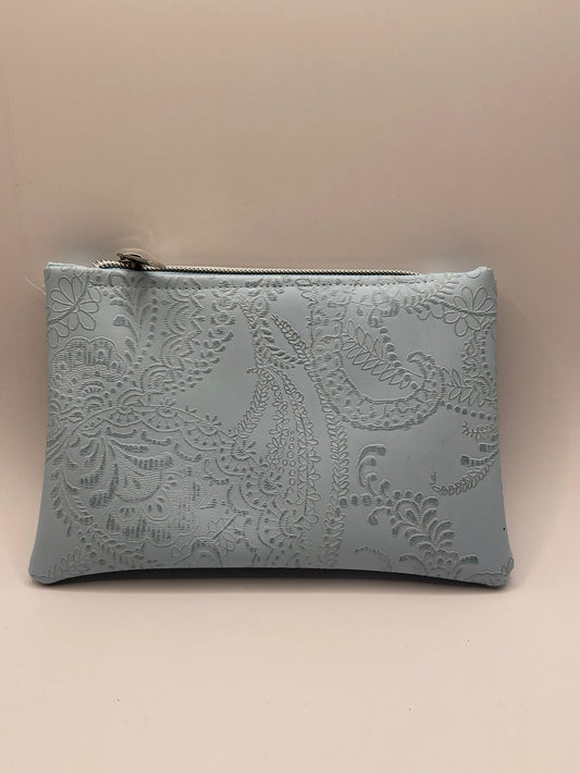 Powder Blue Embossed Faux Leather Pouch