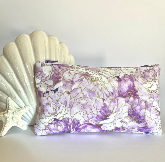 Purple Flowers - Zipper Pouch