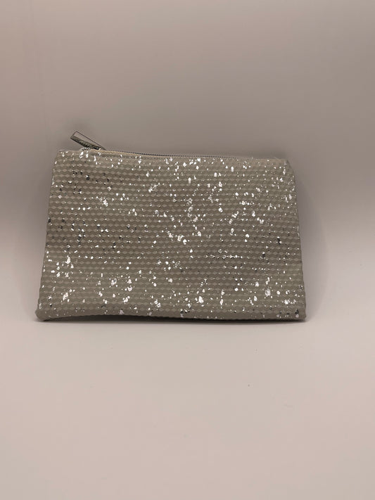 Stone/Silver Faux Leather Pouch