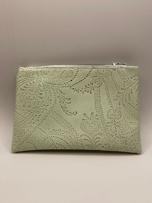 Sage Green Embossed Faux Leather Pouch