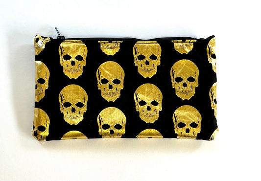 Black & Gold Skull - Zipper Pouch