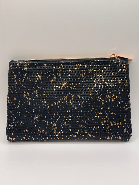 Black/Rose Gold Faux Leather Pouch