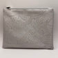 Grey Embossed Faux Leather Clutch